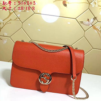 Gucci GG Flap Shoulder Bag On Chain Orange 510303 28cm