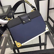 Prada Cahier Leather Shoulder Bag 1BD045 Blue - 6