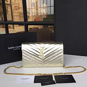 YSL MONOGRAM COLLEGE Crinkled Metallic Silver 4783 22.5cm - 1