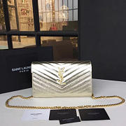 YSL MONOGRAM COLLEGE Crinkled Metallic Silver 4783 22.5cm - 6