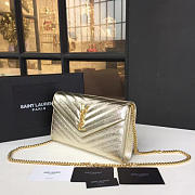 YSL MONOGRAM COLLEGE Crinkled Metallic Silver 4783 22.5cm - 5