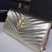 YSL MONOGRAM COLLEGE Crinkled Metallic Silver 4783 22.5cm - 3