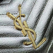 YSL MONOGRAM COLLEGE Crinkled Metallic Silver 4783 22.5cm - 2