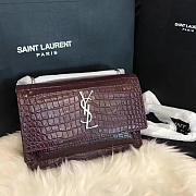 YSL SUNSET Chain Wallet Crocodile Embossed Shiny 4841 17cm  - 2