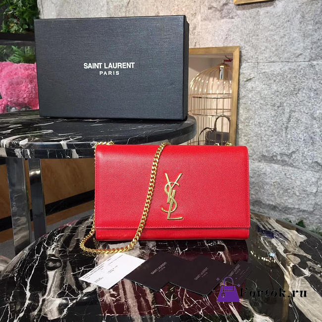 YSL MONOGRAM KATE GRAIN DE POUDRE EMBOSSED Red 4953 24cm - 1