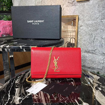 YSL MONOGRAM KATE GRAIN DE POUDRE EMBOSSED Red 4953 24cm