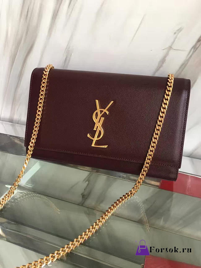 YSL MONOGRAM KATE IN GRAIN DE POUDRE EMBOSSED LEATHER 5018 24cm  - 1