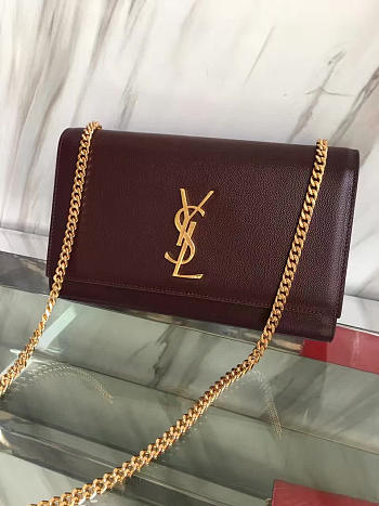 YSL MONOGRAM KATE IN GRAIN DE POUDRE EMBOSSED LEATHER 5018 24cm 