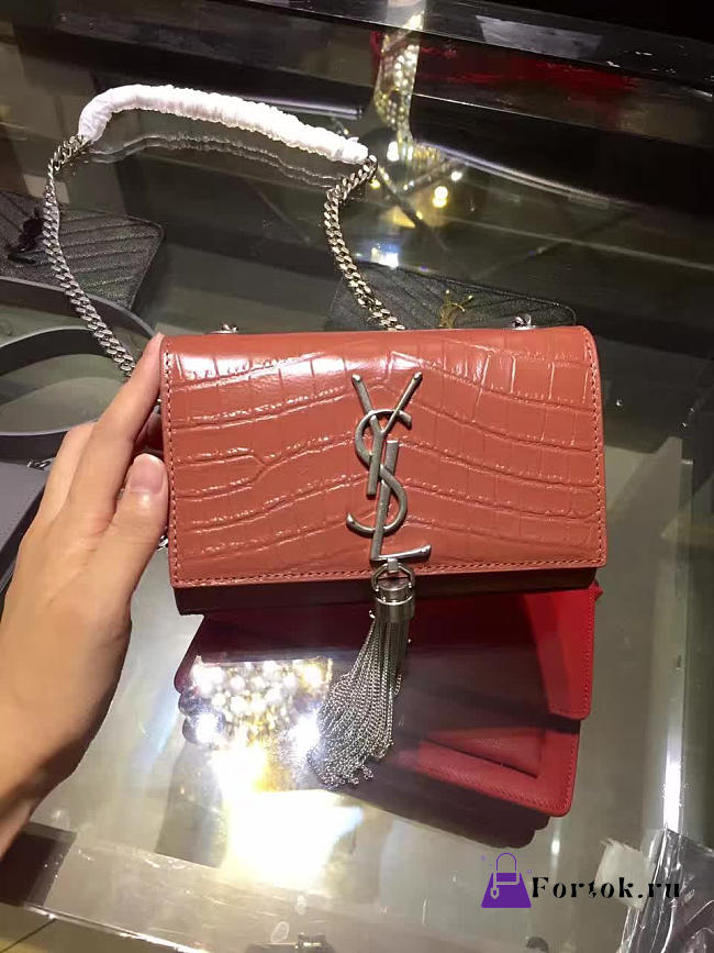 YSL MONOGRAM KATE BAG WITH LEATHER TASSEL Orange 5034 17cm - 1