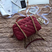 Chanel Bowling Bag Jersey & Gold-Tone Metal red Wine A69924 24cm  - 1
