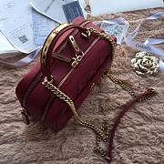 Chanel Bowling Bag Jersey & Gold-Tone Metal red Wine A69924 24cm  - 5