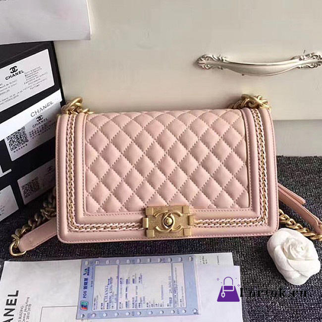 Chanel Lambskin Medium Boy Bag Pink A67086 25cm - 1