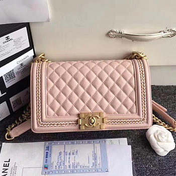 Chanel Lambskin Medium Boy Bag Pink A67086 25cm