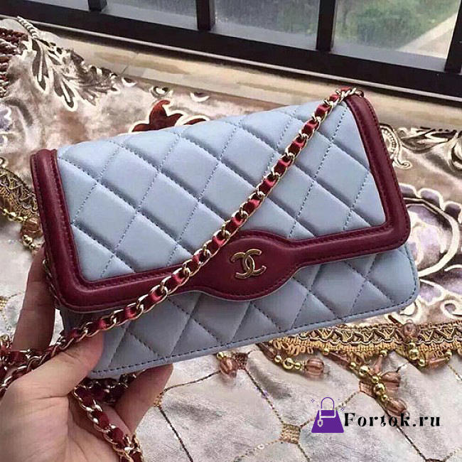Chanel Lambskin Mini Chain WALLET Blue A81024 19.5cm - 1