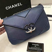 Chanel Calfskin Chevron Flap Bag Blue A93774 24cm - 2