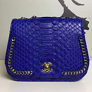 Chanel Snake Embossed Flap Shoulder Bag Blue A98774 20cm - 2