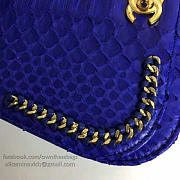 Chanel Snake Embossed Flap Shoulder Bag Blue A98774 20cm - 5