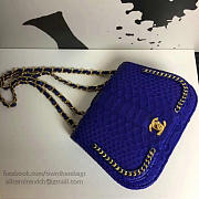 Chanel Snake Embossed Flap Shoulder Bag Blue A98774 20cm - 6