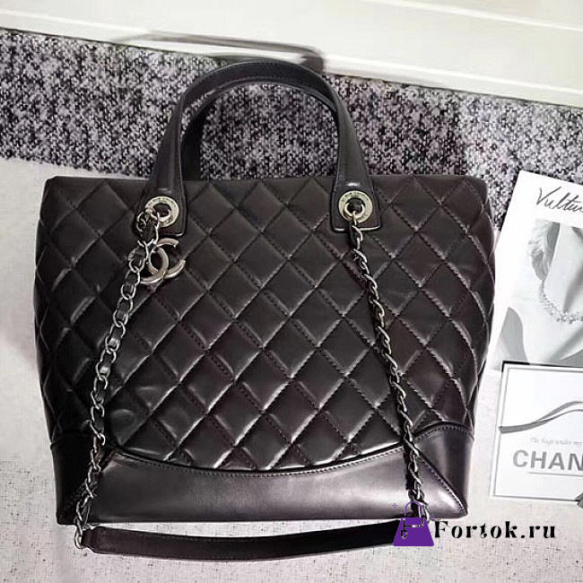 Chanel Caviar Quilted Lambskin Shopping Tote Bag Black 260301 30cm - 1