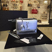 YSL SUNSET MONOGRAM Small Crinkled Metallic Silver 19cm  - 1
