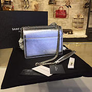 YSL SUNSET MONOGRAM Small Crinkled Metallic Silver 19cm  - 3