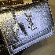 YSL SUNSET MONOGRAM Small Crinkled Metallic Silver 19cm  - 4