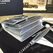 YSL SUNSET MONOGRAM Small Crinkled Metallic Silver 19cm  - 6