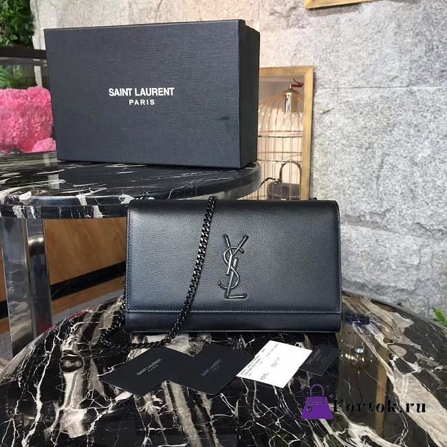 YSL MONOGRAM KATE GRAIN DE POUDRE EMBOSSED Black 4748 24cm - 1