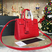 YSL Sac-De-Jour Nano Crocodile Embossed Shiny Red 4920 21.5cm - 5