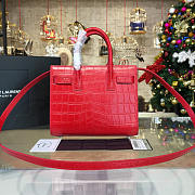 YSL Sac-De-Jour Nano Crocodile Embossed Shiny Red 4920 21.5cm - 4