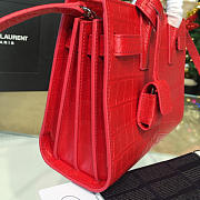 YSL Sac-De-Jour Nano Crocodile Embossed Shiny Red 4920 21.5cm - 2