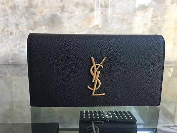 YSL MONOGRAM KATE Clutch GRAIN DE POUDRE EMBOSSED Black 4936 25cm 