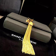 YSL MONOGRAM KATE Gold Tassel Smooth Leather Gray 4979 17cm - 3