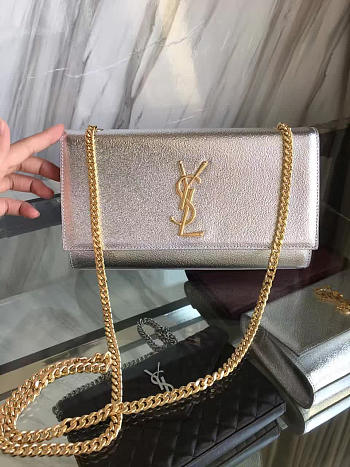 YSL MONOGRAM KATE Gold Hardware Silver Metallic 5009 24cm