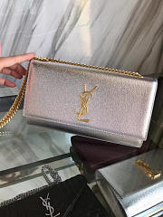 YSL MONOGRAM KATE Gold Hardware Silver Metallic 5009 24cm - 5