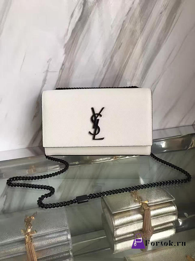 YSL MONOGRAM KATE IN GRAIN DE POUDRE EMBOSSED White 5012 24cm  - 1