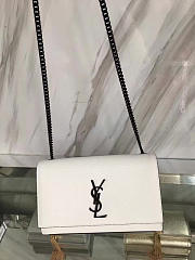 YSL MONOGRAM KATE IN GRAIN DE POUDRE EMBOSSED White 5012 24cm  - 4