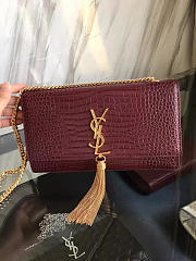 YSL MONOGRAM KATE Gold Tassel in Embossed Crocodile Shiny 5042 24cm - 1