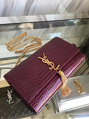 YSL MONOGRAM KATE Gold Tassel in Embossed Crocodile Shiny 5042 24cm - 4