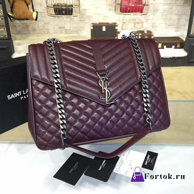 YSL ENVELOP Satchel Large Red Wine 5129 36cm - 1
