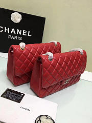 CHANEL Lambskin Leather Flap Bag Gold/Silver Red 30cm - 2