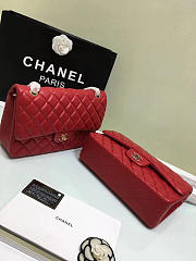 CHANEL Lambskin Leather Flap Bag Gold/Silver Red 30cm - 3