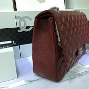 CHANEL Caviar Leather Flap Bag Gold / Silver Maroon Red 33cm  - 5