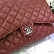 CHANEL Caviar Leather Flap Bag Gold / Silver Maroon Red 33cm  - 6