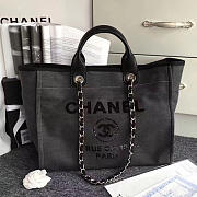 Chanel Canvas Shopping Bag Black A66941 38cm - 1