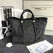 Chanel Canvas Shopping Bag Black A66941 38cm - 3