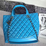 Chanel Caviar Quilted Lambskin Shopping Tote Bag Blue 260301 30cm - 1
