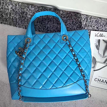 Chanel Caviar Quilted Lambskin Shopping Tote Bag Blue 260301 30cm