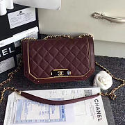 Chanel Lambskin and Calfskin Flap Bag Burgundy A91836 21cm - 5