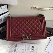 Chanel Quilted Caviar Medium Boy Bag Burgundy 180301 25cm - 1